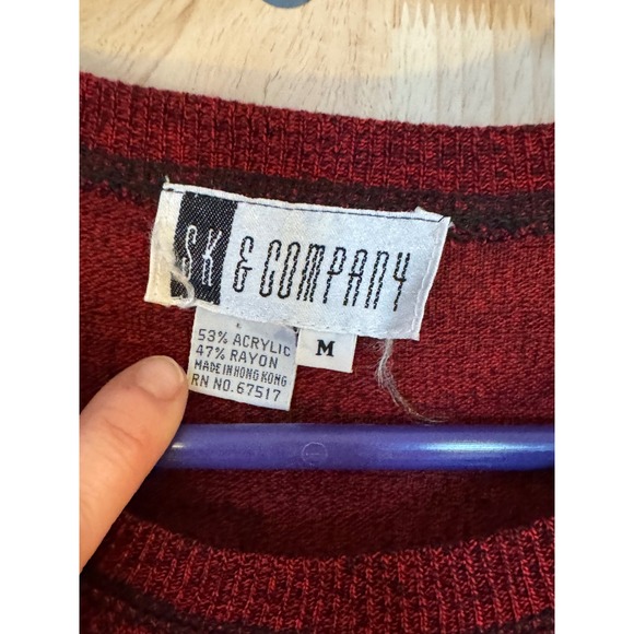 Vintage SK&Company Burgundy Heathered Crew Neck Cap Sleeve Midi Dress Women's - Picture 4 of 5